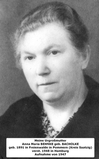 Meine Urgroßmutter Anna Maria Behnke geb. Bacholke 1947