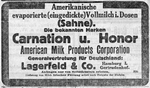 Werbeanzeige Carnation, Kölnische Zeitung, 21.03.1921