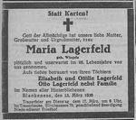 Traueranzeige Großmutter von Karl Lagerfeld
